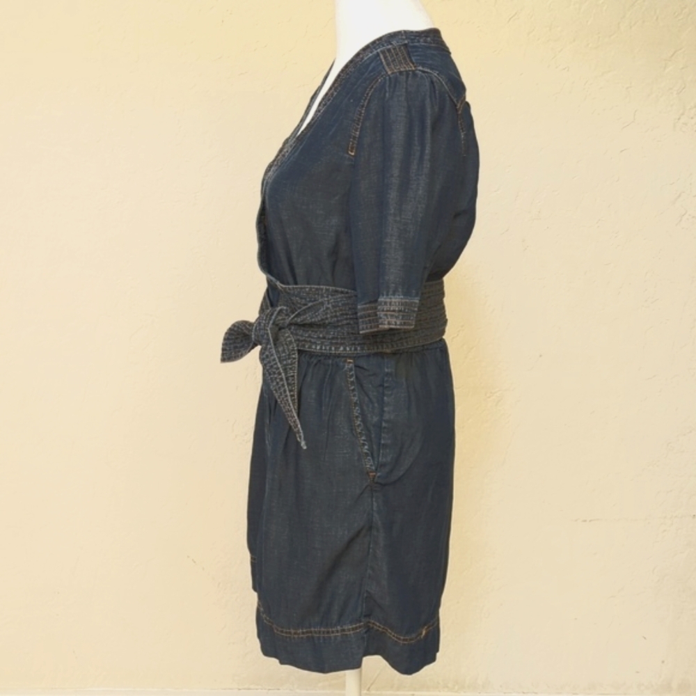 Pilcro by Anthropologie Denim Wrap Short Sleeve Romper Size 4 - Picture 5 of 12